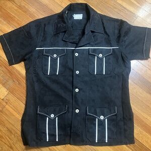 '60s '70s Men's "D'Gala Florida" Jacquard Bubble Disco Shirt